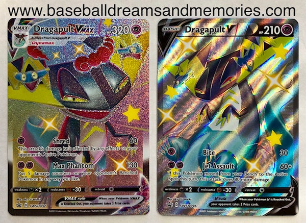 Pokemon Shining Fates Dragapult Vmax & Dragapult V Full Art Black Star Baseball Dreams & Memories Pokemon Shining Fates Dragapult Vmax & Dragapult V Full Art Black Star Baseball Dreams & Memories