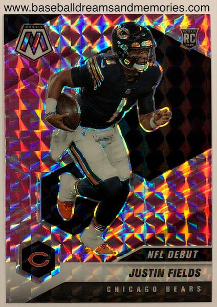 2021 Panini Mosaic Justin Fields Pink Camo Rookie Card