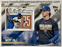 2022 Topps Update Bobby Witt Jr. Rookie Commemorative Jackie Robinson Day Patch Card