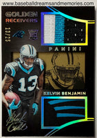 2014 Panini Black Gold Kelvin Benjamin Golden Receivers Dual Jersey Patch Logo Card Serial Numbered 13/25 (His Jersey Number)