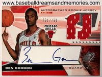 2004-05 Upper Deck SPX Ben Gordon Autograph Rookie Jersey Card Serial Numbered 351/750