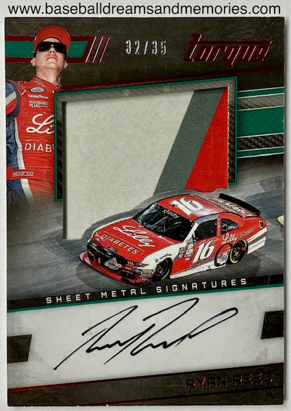 2017 Panini Torque Racing Ryan Reed Sheet Metal Signatures Autograph 3 Color Relic Card Serial Numbered 32/35