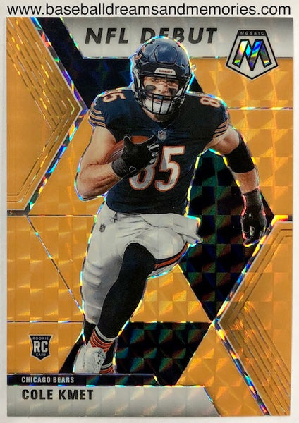 2020 Panini Mosaic Cole Kmet NFL Debut Orange Prizm Rookie Card Serial Numbered /25