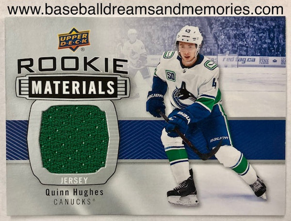 2019-20 Upper Deck Quinn Hughes Rookie Materials Jersey Card