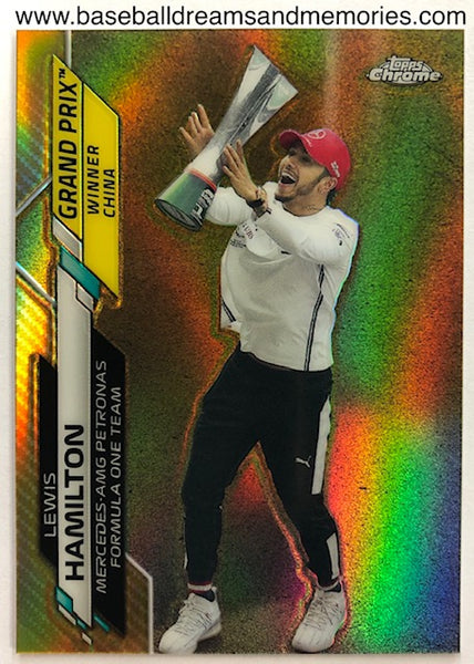2020 Topps Chrome Formula 1 Lewis Hamilton Gold Refractor Card Serial Numbered 42/50