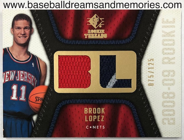 2003-04 Upper Deck NBA SP Rookie Threads Brook Lopez Dual Jersey Card Serial Numbered 075/125