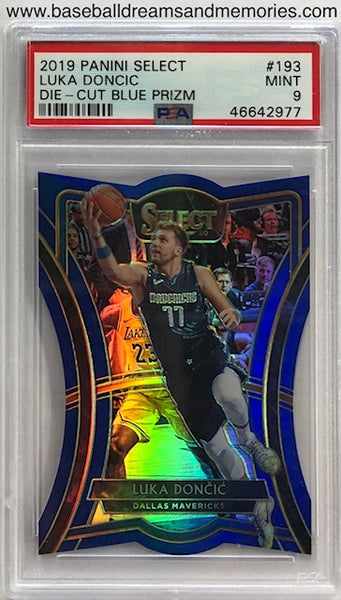 2019-20 Panini Select Luka Doncic Die-Cut Blue Prizm Card Graded PSA Mint 9