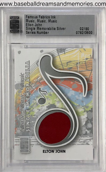 2012 Famous Fabrics Ink Music, Music, Music Elton John Single Memorabilia Silver Serial Numbered 02/80