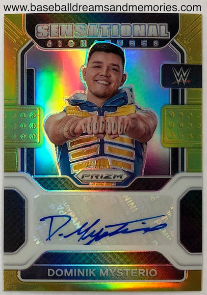 2022 Panini Prizm WWE Dominik Mysterio Sensational Signatures Autograph GOLD Card Serial Numbered 02/10