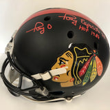 Chicago Blackhawks Bobby Hull & Tony Esposito Inscribed Football Helmet in Glass Display Case