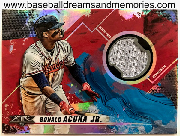 2019 Topps Fire Ronald Acuna Jersey Card