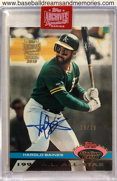 2018 Topps Archives Signature Series Harold Baines Autograph Card Serial Numbered 28/29