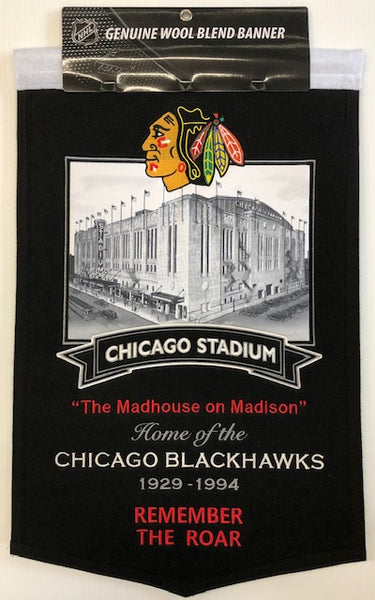 Winning Streak Genuine Wool Blend Chicago Blackhawks Chicago Stadium Banner Approximately 24”x 15”