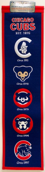 Winning Streak Genuine Wool Blend Chicago Cubs History Banner Approximately 32”x 8”