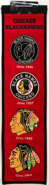 Winning Streak Genuine Wool Blend Chicago Blackhawks History Banner Approximately 32”x 8”