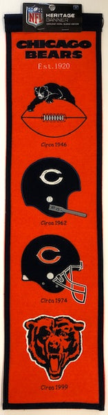 Winning Streak Genuine Wool Blend Chicago Bears History Banner Approximately 32”x 8”
