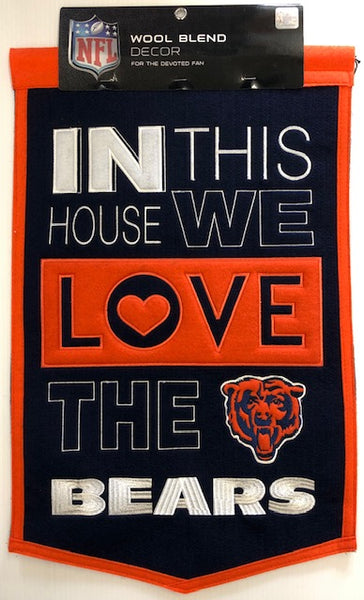 Winning Streak Genuine Wool Blend Chicago Bears Banner Approximately 24”x 15”