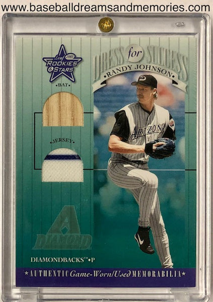 2001 Leaf Rookies & Stars Randy Johnson Dress for Success Dual Jersey Bat Card