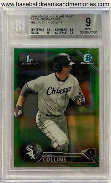 2016 Bowman Chrome Draft Zack Collins Green Refractor Card Graded BGS 9 Mint