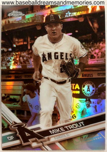 2017 Topps Chrome Mike Trout Sepia Refractor Parallel Card