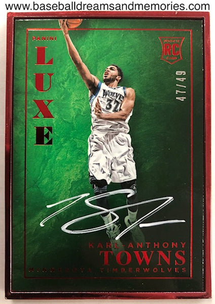 2015-16 Panini Luxe Karl Anthony Towns Autograph Rookie Card Serial Numbered 47/49