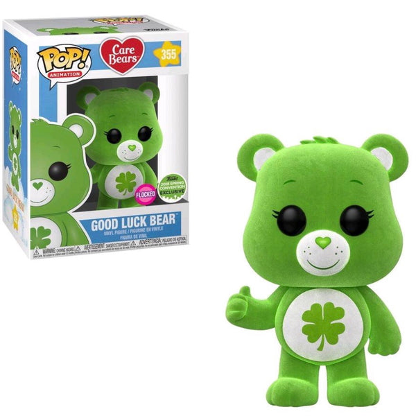Funko Pop Care Bears Good Luck Bear Flocked Convention Exclusive Figure