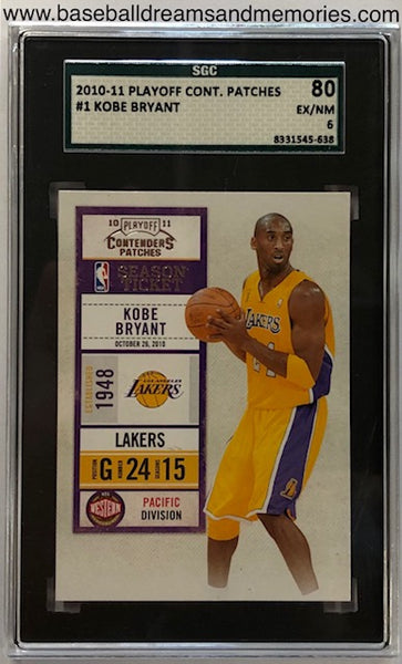 2010-11 Playoff Contenders Patches Kobe Bryant Season Ticket Card Graded SGC 6 EX/NM