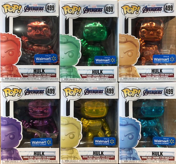 Funko Pop Marvel Avengers Endgame Hulk Chrome Set Of 6 Walmart Exclusive Figure