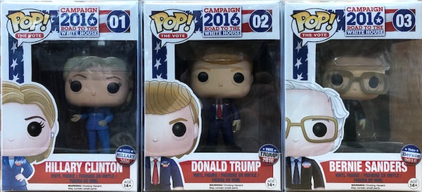 Funko Pop Campaign 2016 Hillary Clinton, Donald Trump, Bernie Sanders Set of 3 Figure