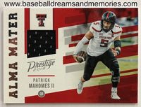 2019 Panini Prestige Patrick Mahomes II Alma Mater Jersey Card