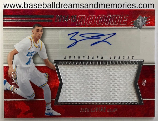 2014-15 Upper Deck SPX Zach Lavine Rookie Autograph Jersey Card Serial Numbered 023/499
