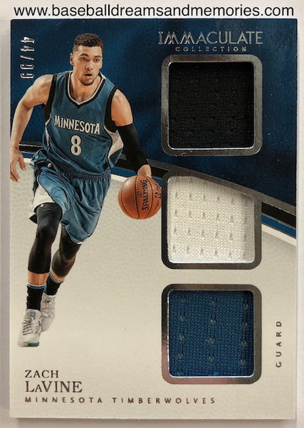 2016-17 Panini Immaculate Collection Zach Lavine Triple Jersey Card Serial Numbered 44/99