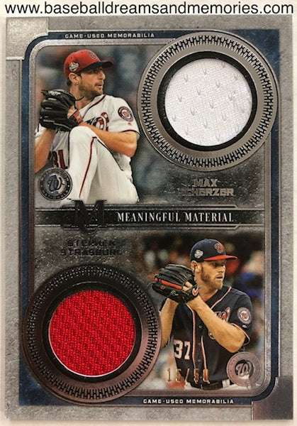 2019 Topps Musem Collection Max Sherzer & Stephen Strasbuurg Meaningfull Material Dual Jersey Card Serial Numbered 15/50
