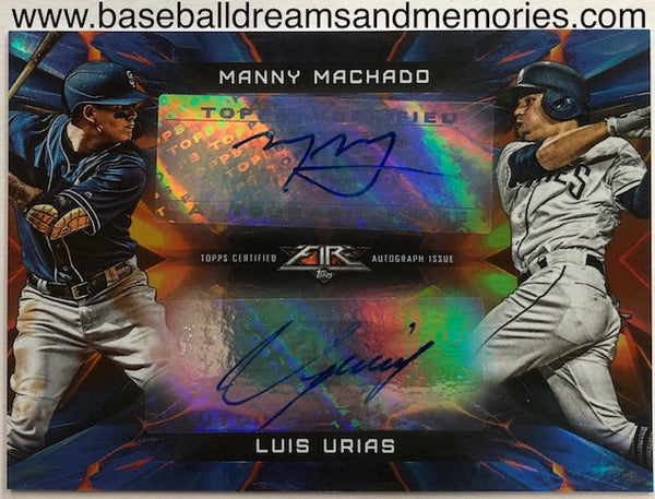 2019 Topps Fire Manny Machado & Luis Urias Dual Autograph Card Serial Numbered 03/20