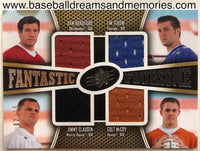 2010 Upper Deck SPX Tim Tebow, Sam Bradford, Jimmy Clausen, Colt McCoy Fantastic Foursome Jersey Card Serial Numbered 02/25