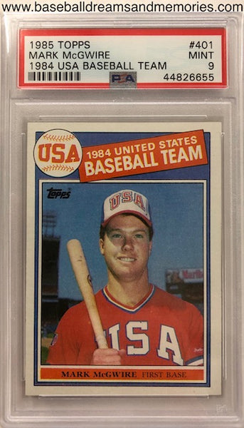 1985 Topps Mark McGwire 1984 USA Baseball Team Card Graded PSA 9 Mint