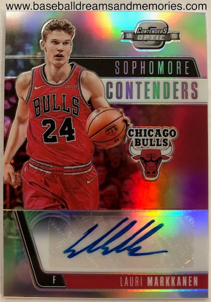 2018-19 Panini Contenders Optic Lauri Markkanen Sophomore Contenders Autograph Prizm Card Serial Numbered 06/99