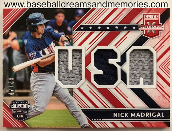 2018 Panini Elite Extra Edition Nick Madrigal Triple USA Jersey Card