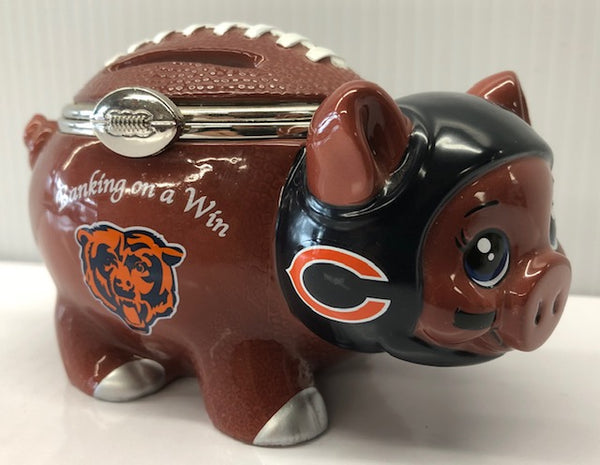 2013 The Bradford Exchange Chicago Bears NFL Glass Piggy Bank