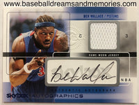 2004-05 Skybox Autographics Ben Wallace Embossed Autograph Jersey Card Serial Numbered 20/65