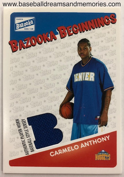 2003-04 Topps Bazooka Carmelo Anthony Bazooka Beginnings UER Rookie Jersey Card