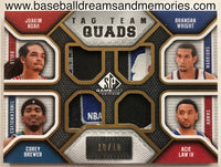2009-10 SP Game Used Joakim Noah, Corey Brewer, Brandon Wright, Acie Law IV Tag Team Quads Serial Numbered 10/10