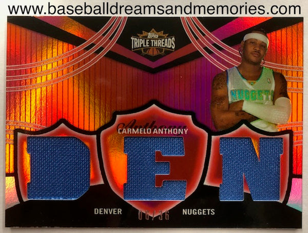 2006-07 Topps Triple Threads Carmelo Anthony Triple Jersey Card
