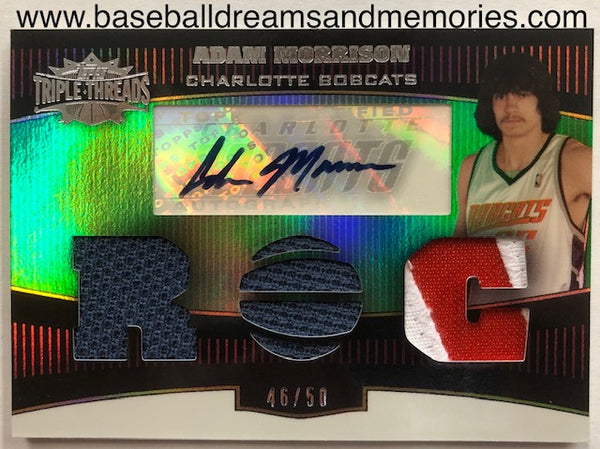 2006-07 Topps Triple Threads Adam Morrison Autograph Jersey Patch Card Serial Numbered 46/50