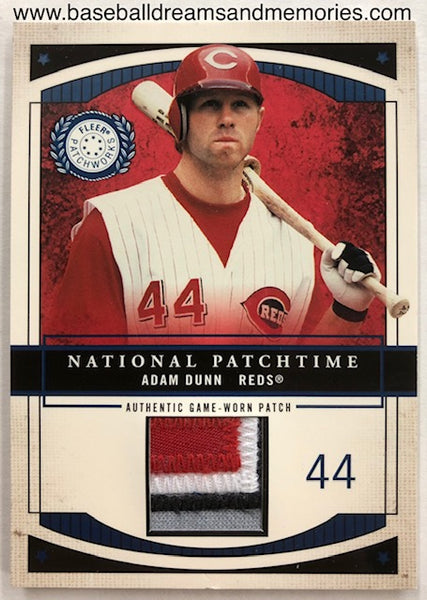 2003 Fleer Patchworks Adam Dunn National Patchtime Jersey Patch Card Serial Numbered 112/300