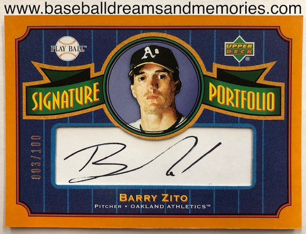 2004 Upper Deck Play Ball Barry Zito Signature Portfolio Autograph Card Serial Numbered 003/100