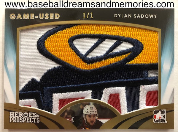 2016 In The Game Heroes & Prospects Dylan Sadowy Jersey LOGO Patch Lot of Two Cards Serial Numbered 1/1 & 2/5