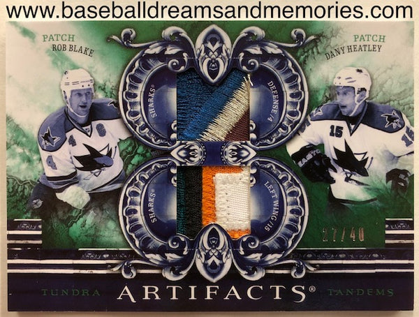 2010-11 Upper Deck Artifacts Rob Blake & Dany Heatley Tundra Tandems Dual Jersey Patch Card Serial Numbered 27/40