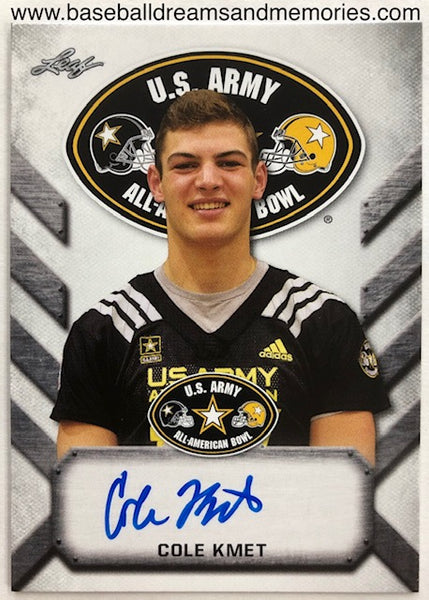 2017 Leaf U.S. Army All American Bowl Cole Kmet Autograph Card