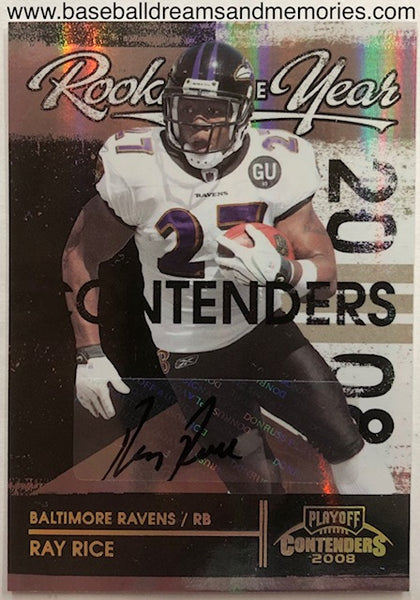 2008 Playoff Contenders Ray Rice Rookie Of The Year Autograph Card Serial Numbered 18/25